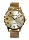 Pelex Men's Big number Gold Case Gold Dial Gold Bracelet Strap Quartz Watch