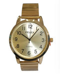 Pelex Men's Big number Gold Case Gold Dial Gold Bracelet Strap Quartz Watch