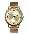 Pelex Men's Big Roman number Gold Case Gold Dial Gold Bracelet Strap Quartz Watch