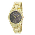 Henley Ladies Bling Etched Patterned Brown Dial & Gold plated Bracelet Watch H07326.2