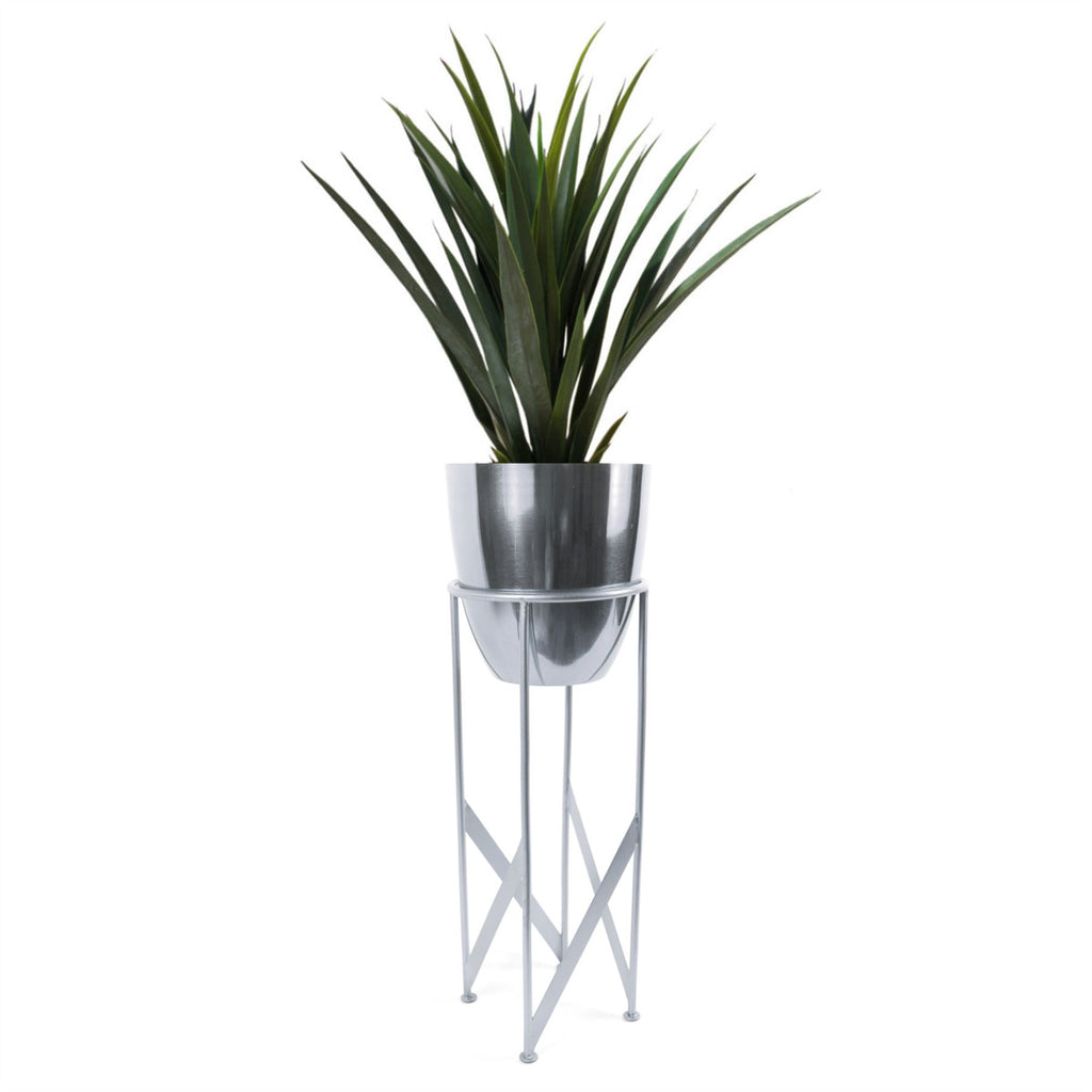 90cm Silver Planter with Artificial Yukka Plant