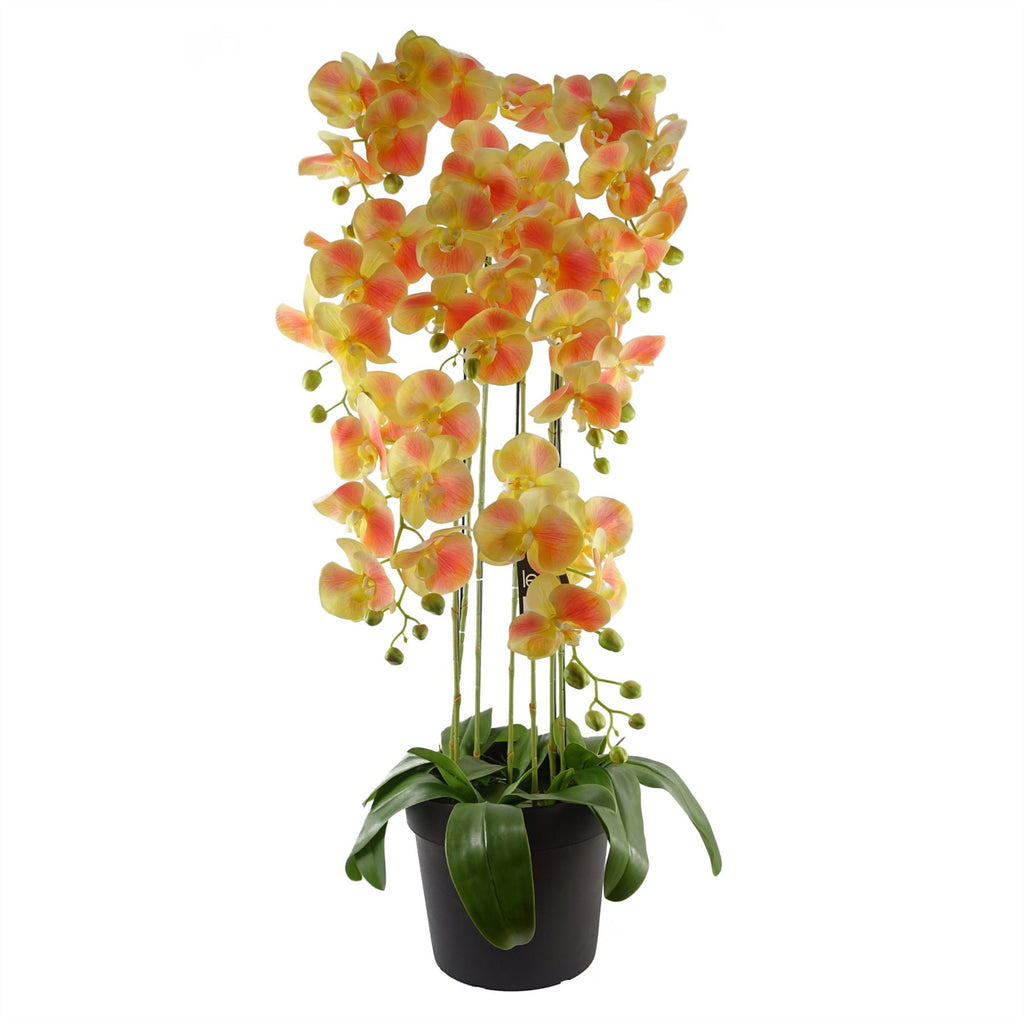 110cm Large Yellow Peach Orchid Plant Artifcial 41 REAL TOUCH flowers