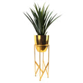 90cm Gold Planter with Artificial Yukka Plant