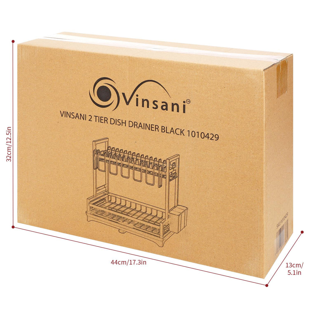 Vinsani 2 Tier Dish Drainer Black