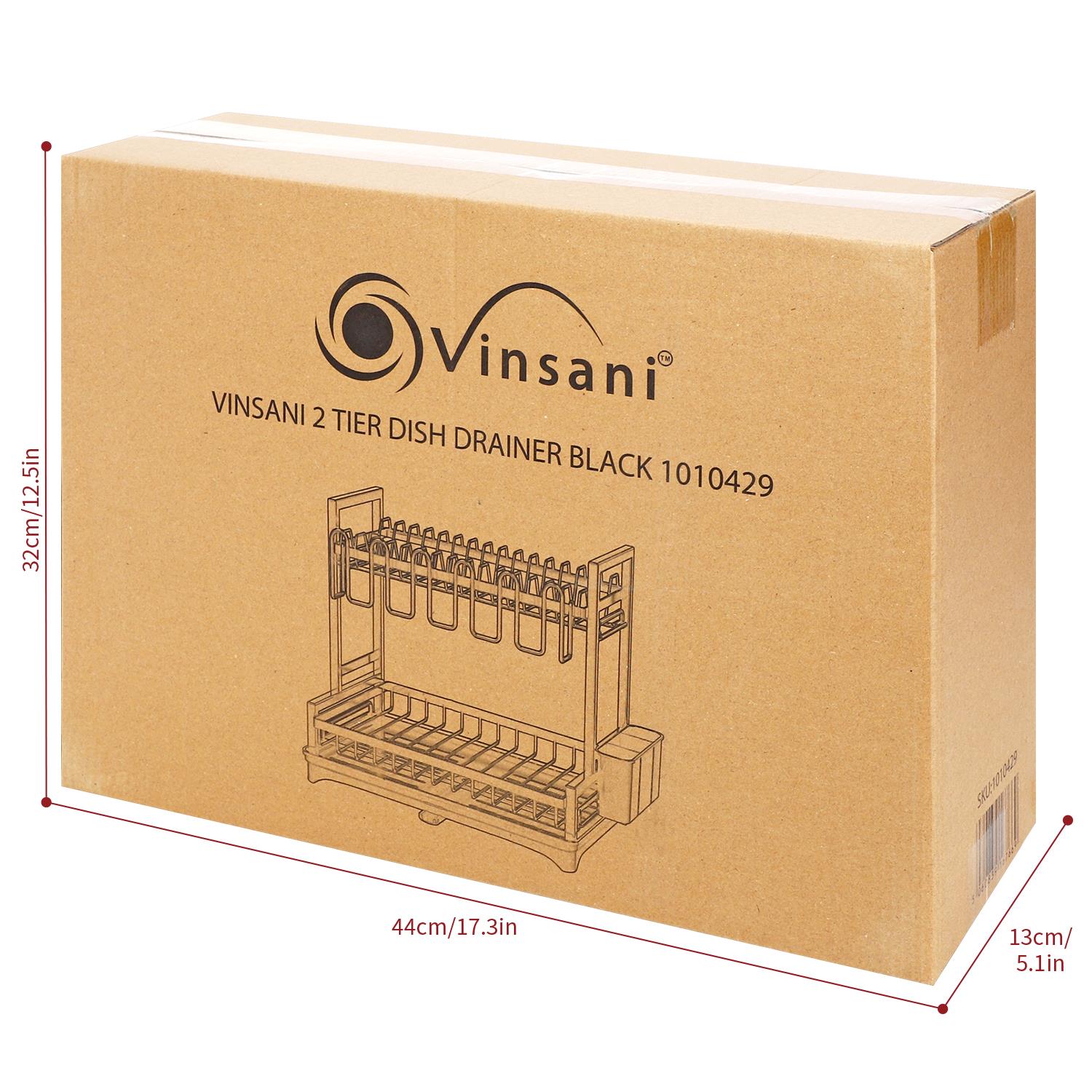 Vinsani 2 Tier Dish Drainer Black