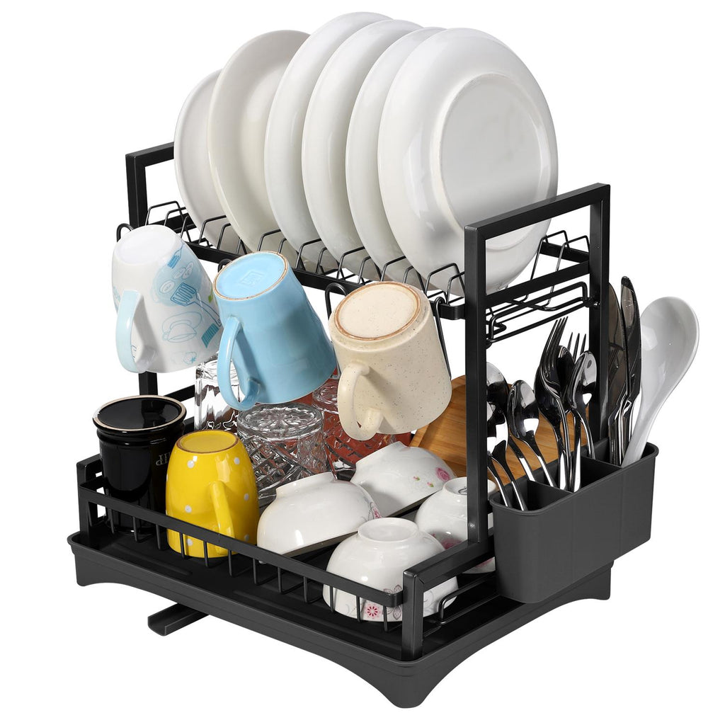 Vinsani 2 Tier Dish Drainer Black