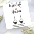 Maid of Honour Heart Earrings & Thank You Card Gift