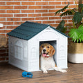 Water-Resistant Plastic Dog Kennel – Blue & White