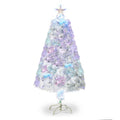 4ft 120 Branch Fiber Optic PVC Branch Iron Bracket Christmas Tree White