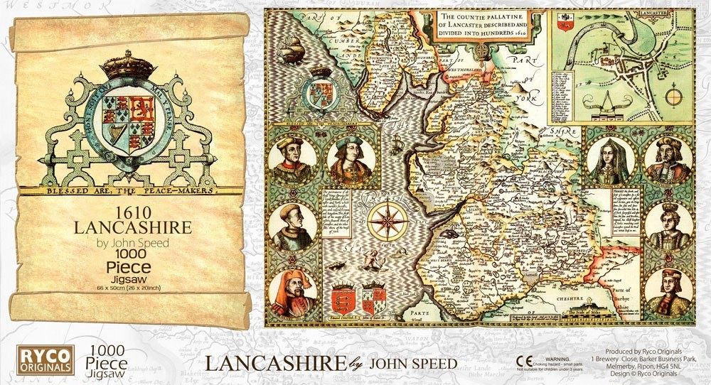 Lancashire Historical Map 1000 Piece Jigsaw Puzzle (1610)