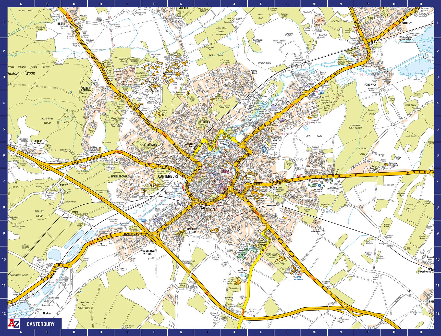 A to Z Map of  Canterbury 1000 Piece Jigsaw