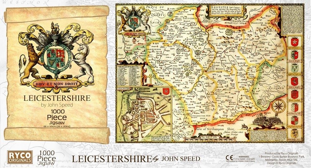 Leicestershire Historical Map 1000 Piece Jigsaw Puzzle (1610)