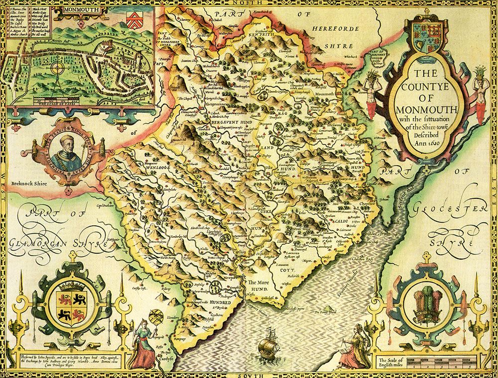 Monmouthshire Historical Map 1000 Piece Jigsaw Puzzle (1610)