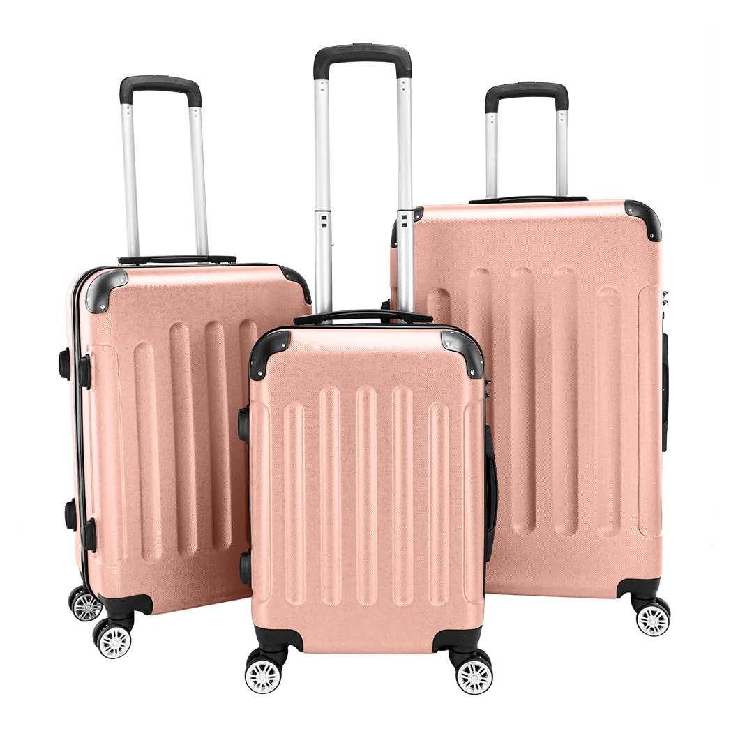 3 Pcs Suitcase Lightweight ABS Carry-on Hand Luggage 4 Spinner Wheels Trolley Case