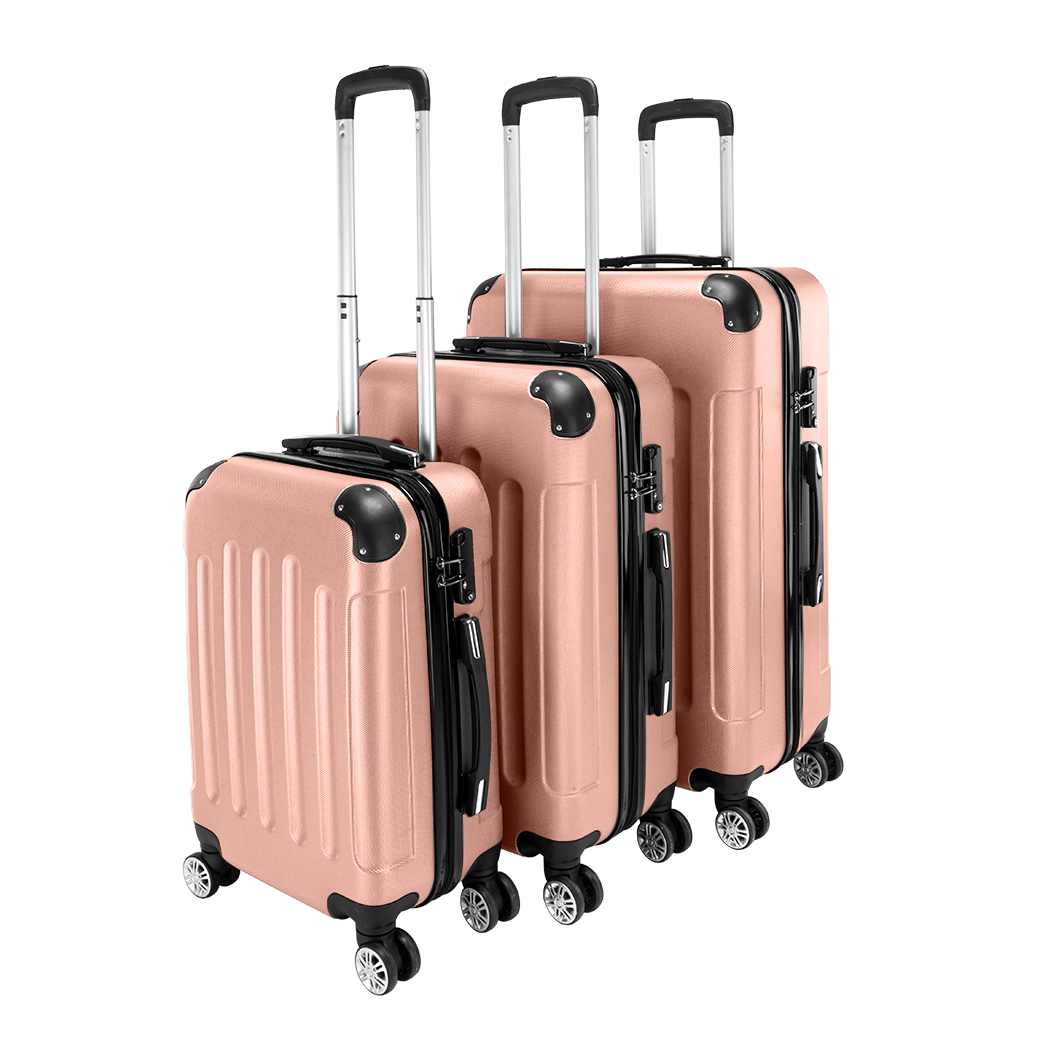 3 Pcs Suitcase Lightweight ABS Carry-on Hand Luggage 4 Spinner Wheels Trolley Case