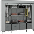 HOMCOM Fabric Wardrobe w/ 12 Shelves 2 Hanging Rails Foldable Closets