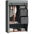 HOMCOM Fabric Portable Wardrobe with 2 Fabric Drawers, Hanging Rail, Grey