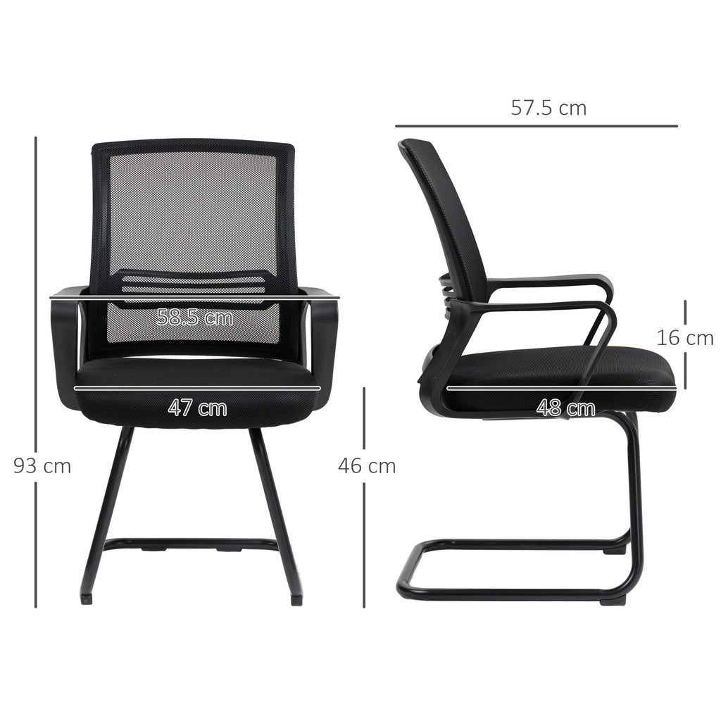 HOMCOM Meeting Office Chair, Mesh Reception Chair with Sled Base, Black