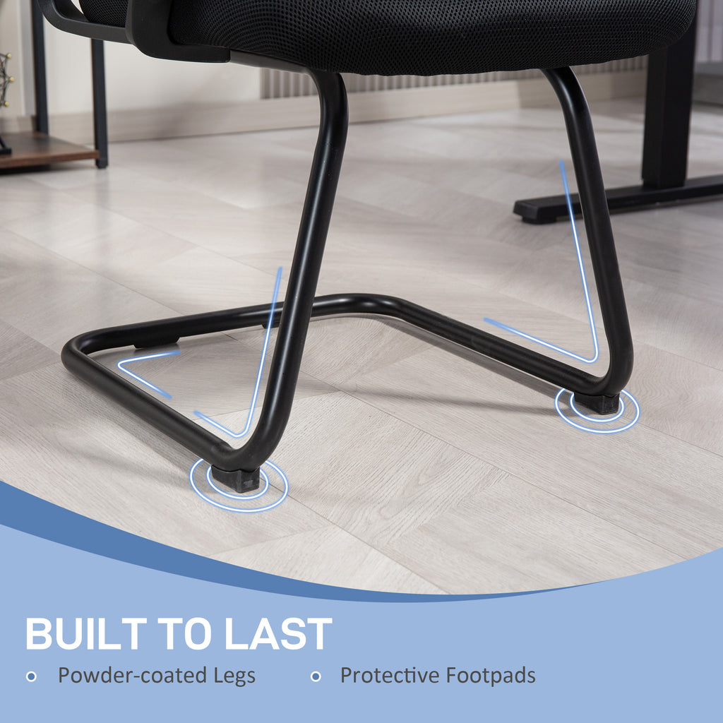 HOMCOM Meeting Office Chair, Mesh Reception Chair with Sled Base, Black