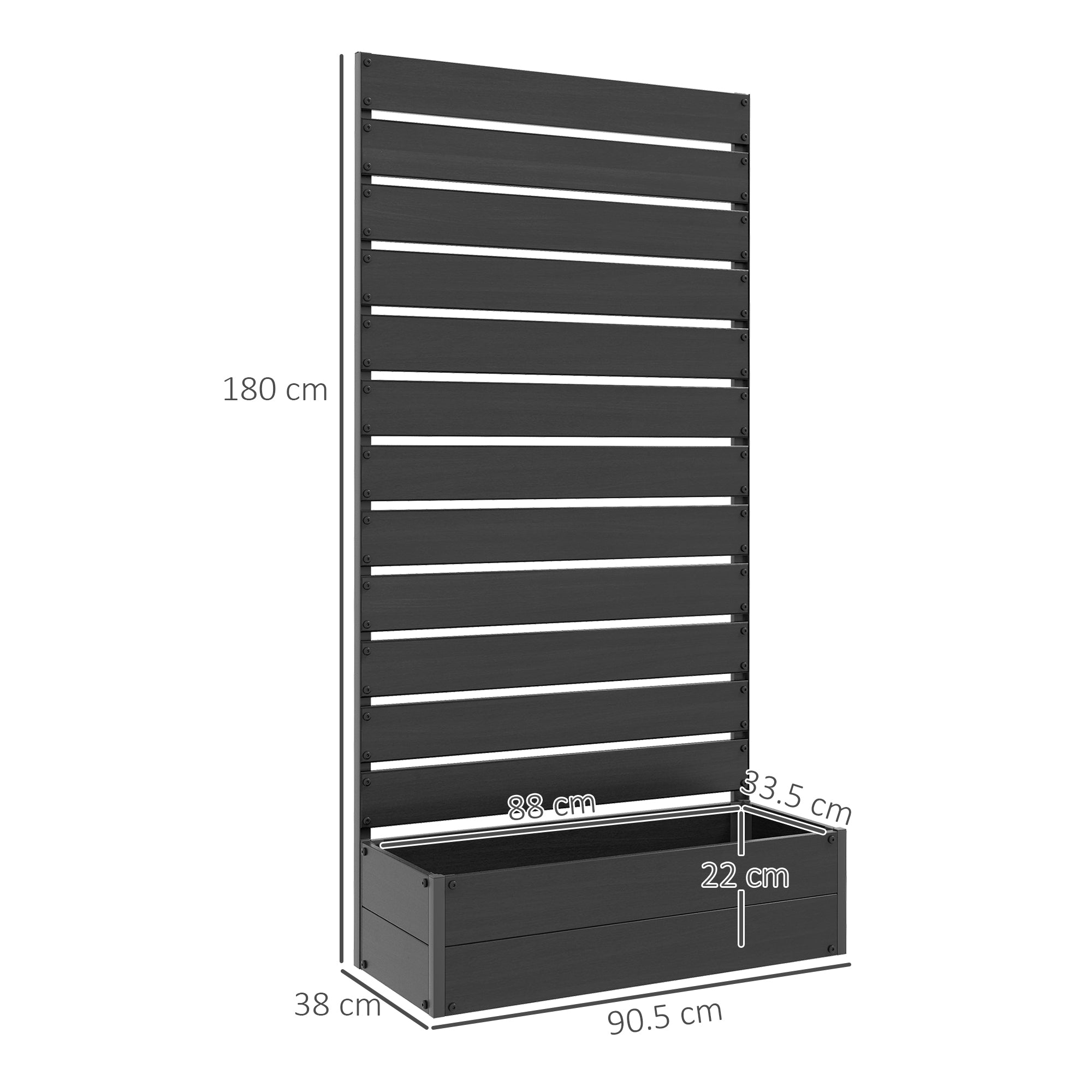 Outsunny Raised Garden Bed with Trellis Standing Patio Planter Box Black