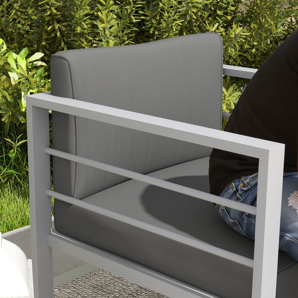 Outsunny Patio Furniture Aluminium Armchair with Cushions, Charcoal Grey