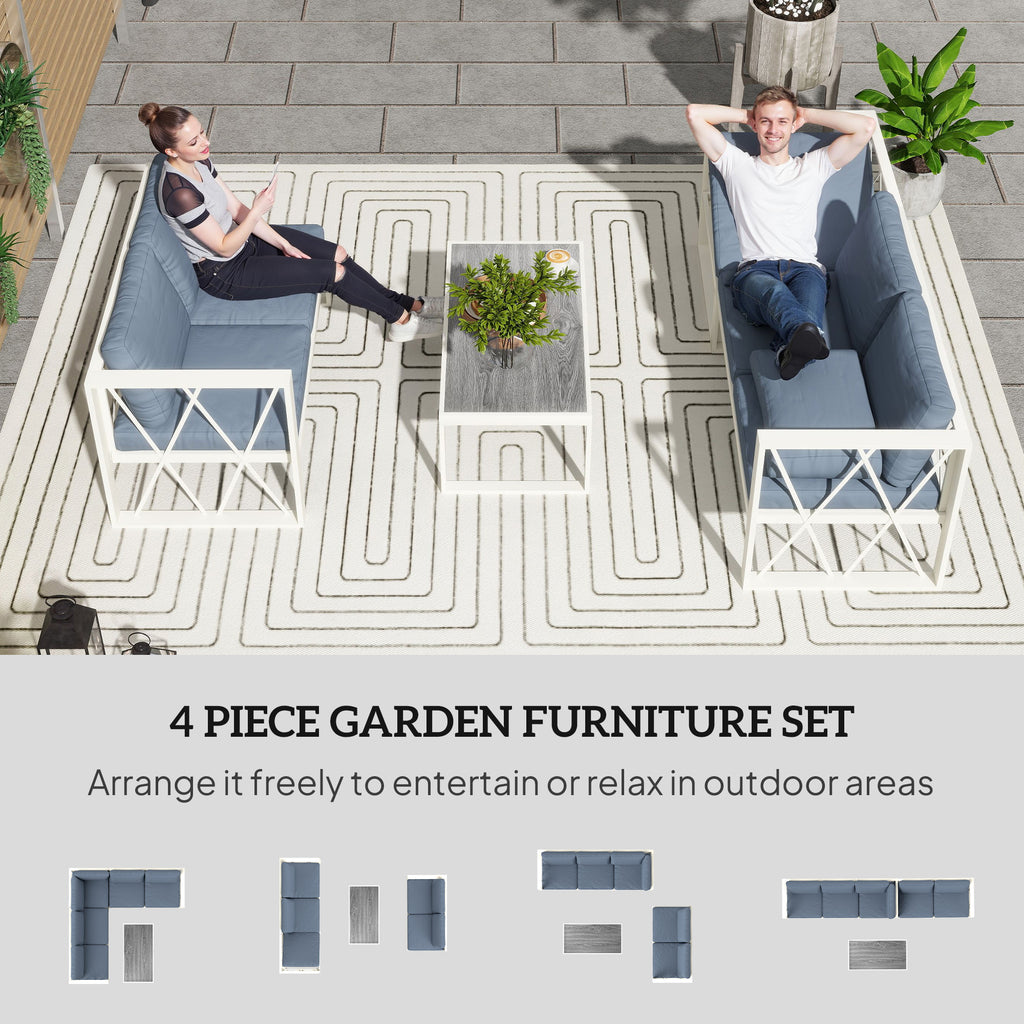 Outsunny 5 Seater Sectional Outdoor Sofa Set with Loveseats for Garden Grey