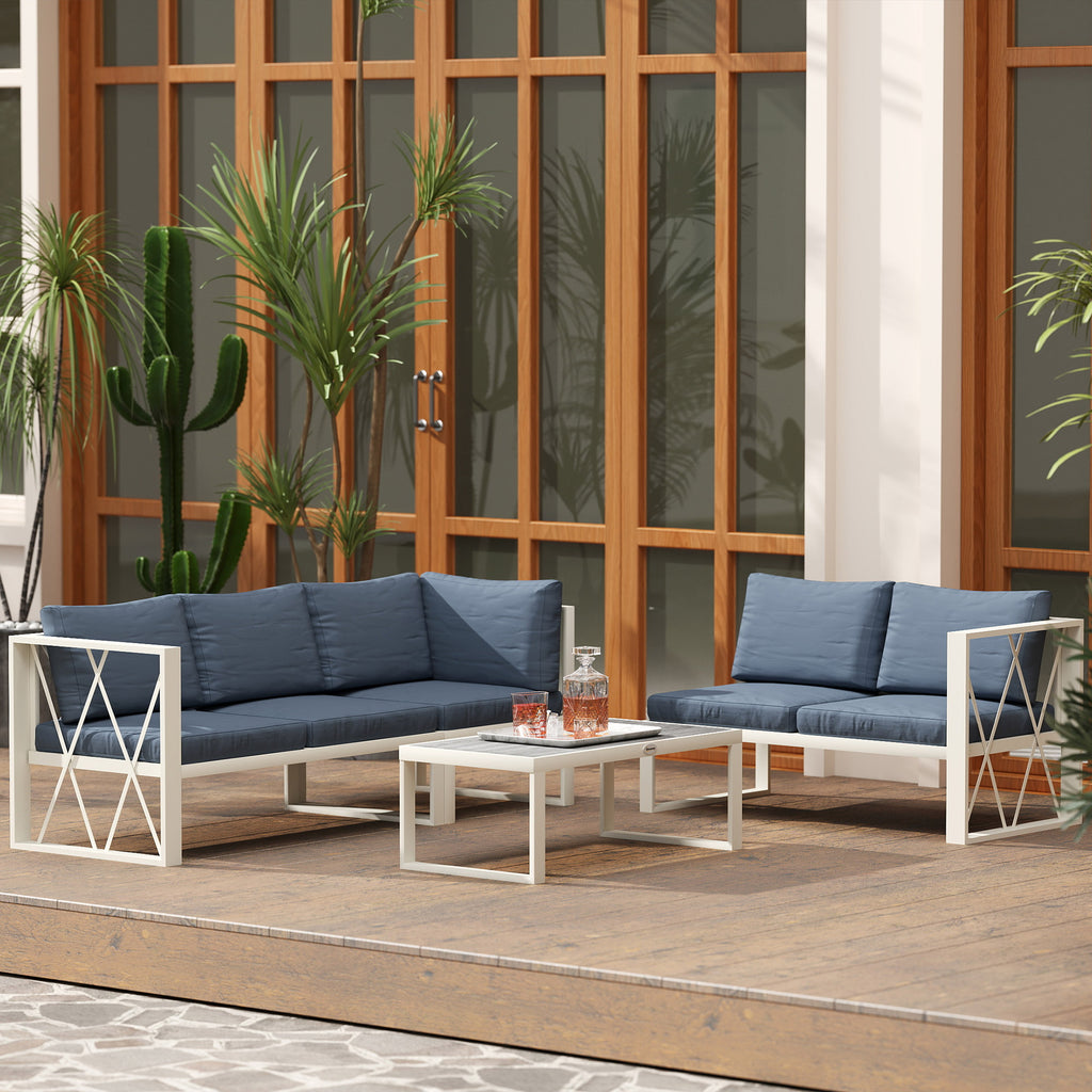Outsunny 5 Seater Sectional Outdoor Sofa Set with Loveseats for Garden Grey