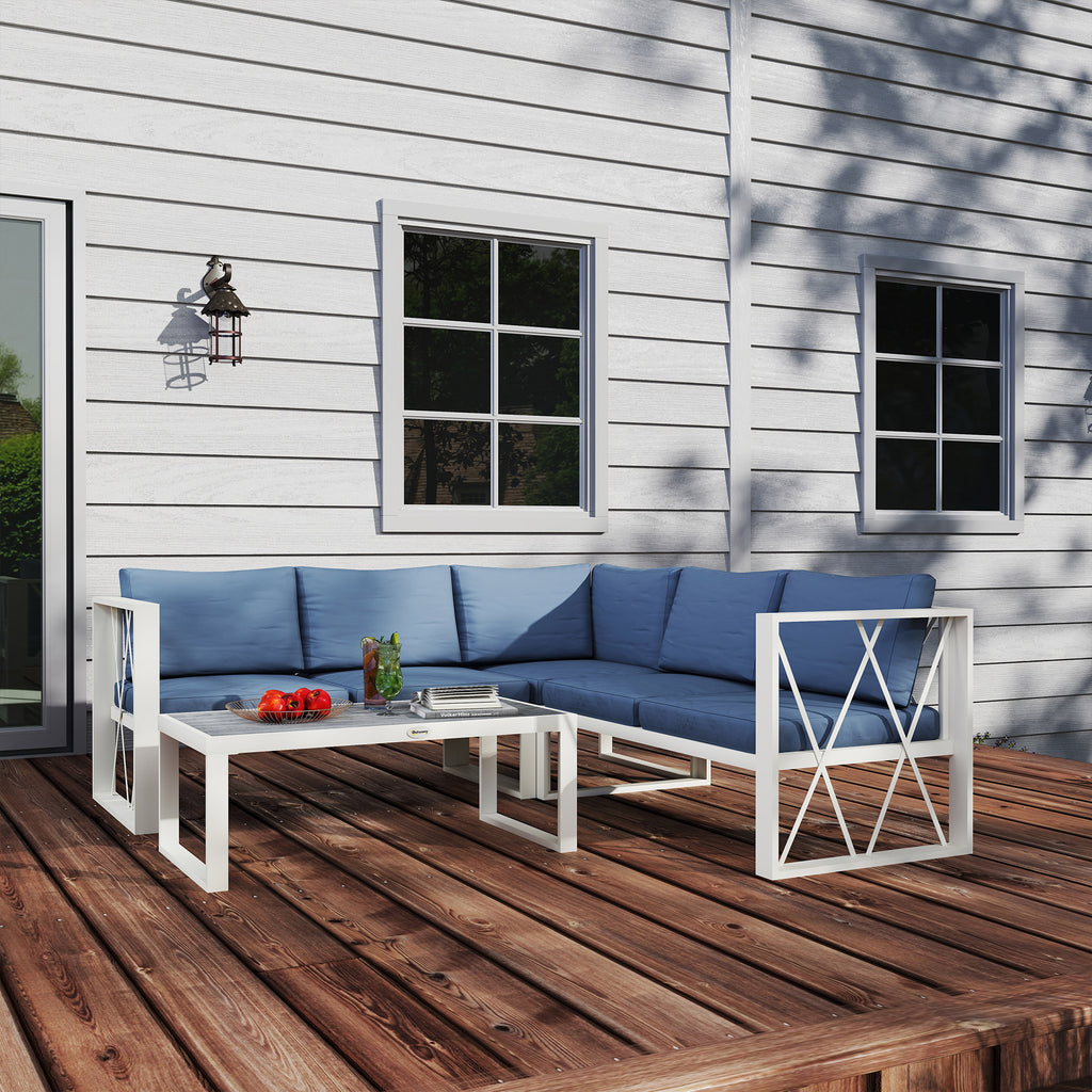 Outsunny 5 Seater Sectional Outdoor Sofa Set with Loveseats for Garden Grey