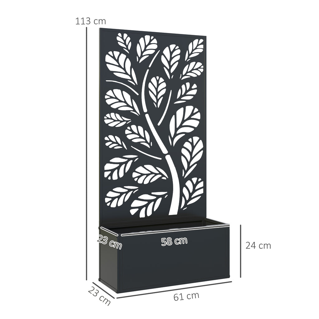Outsunny Metal Raised Garden Bed with Trellis, Outdoor Elevated Planter Box