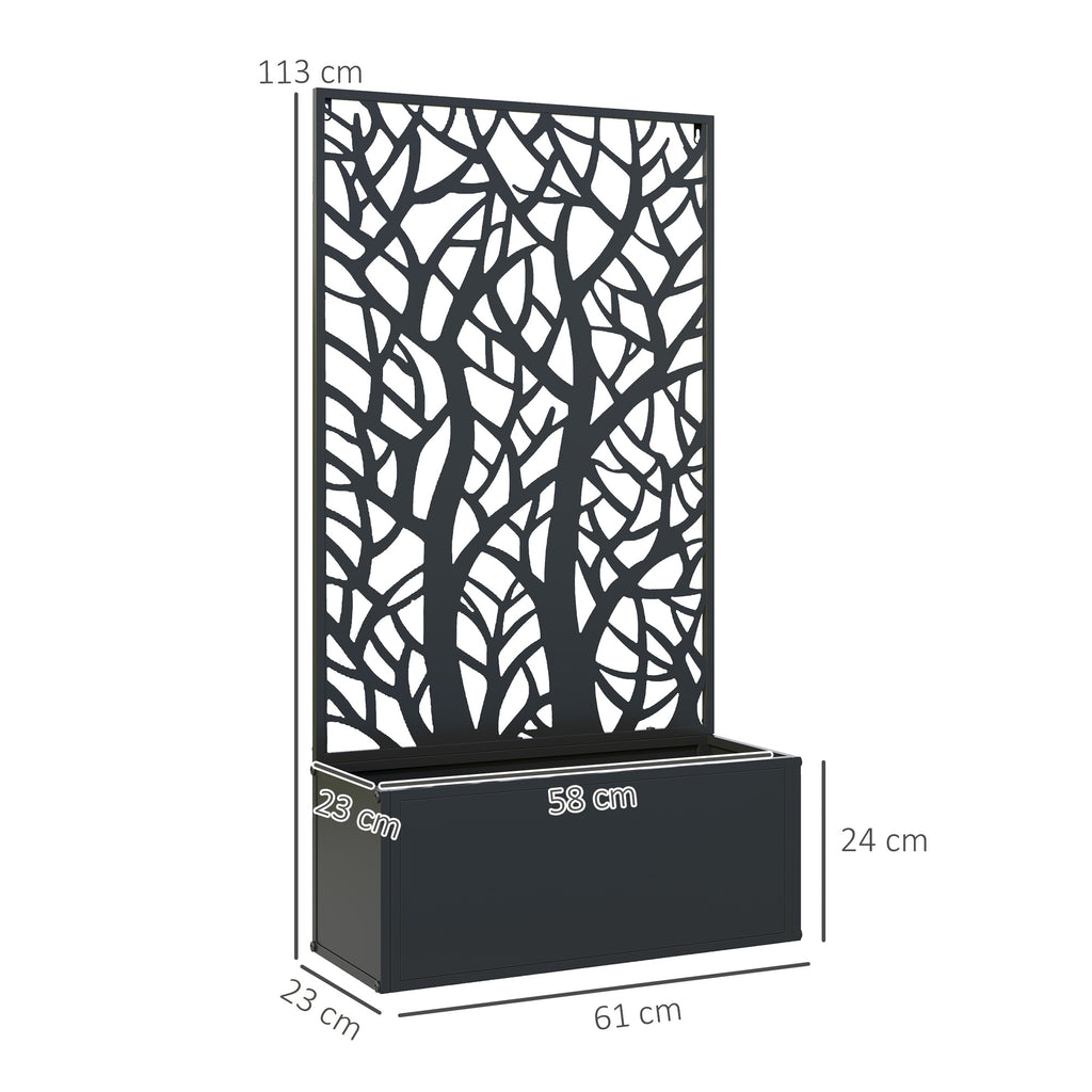 Outsunny Metal Raised Garden Bed with Trellis, Outdoor Elevated Planter Box