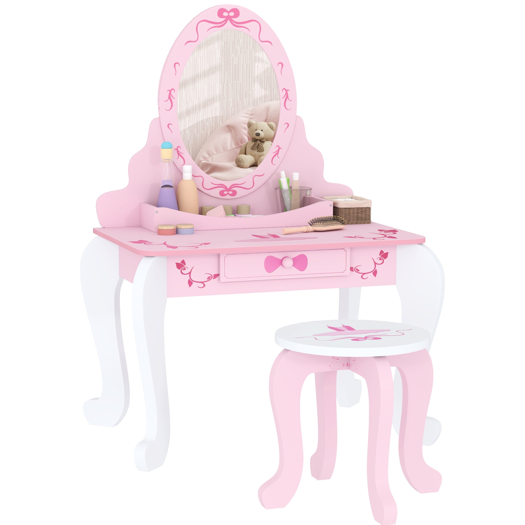 Kids' Ballet Print Vanity Set with Storage and Safety Features