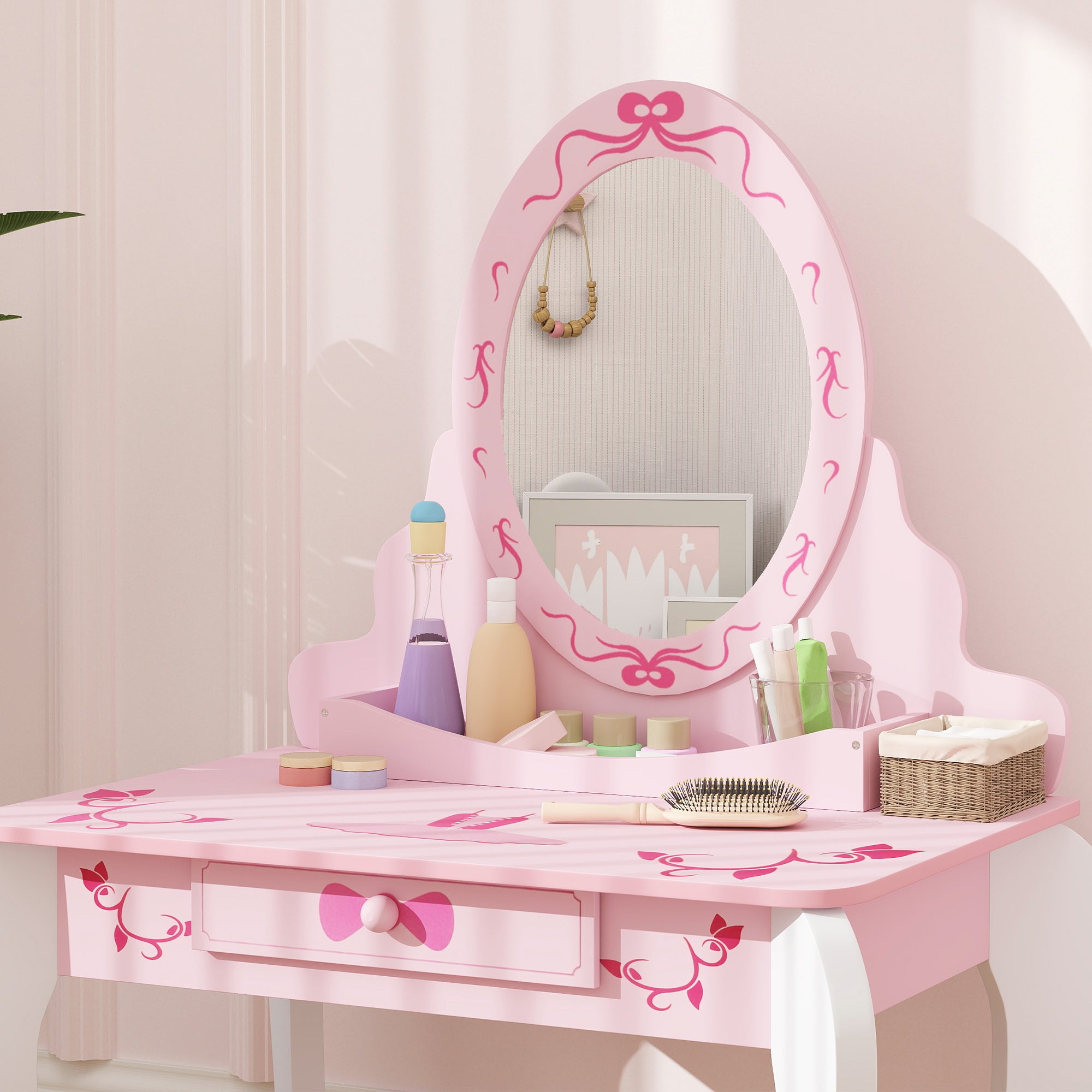 Kids' Ballet Print Vanity Set with Storage and Safety Features