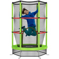HOMCOM Kids Trampoline Mini Bouncer w/ Enclosure Net for 3-6 Years Green