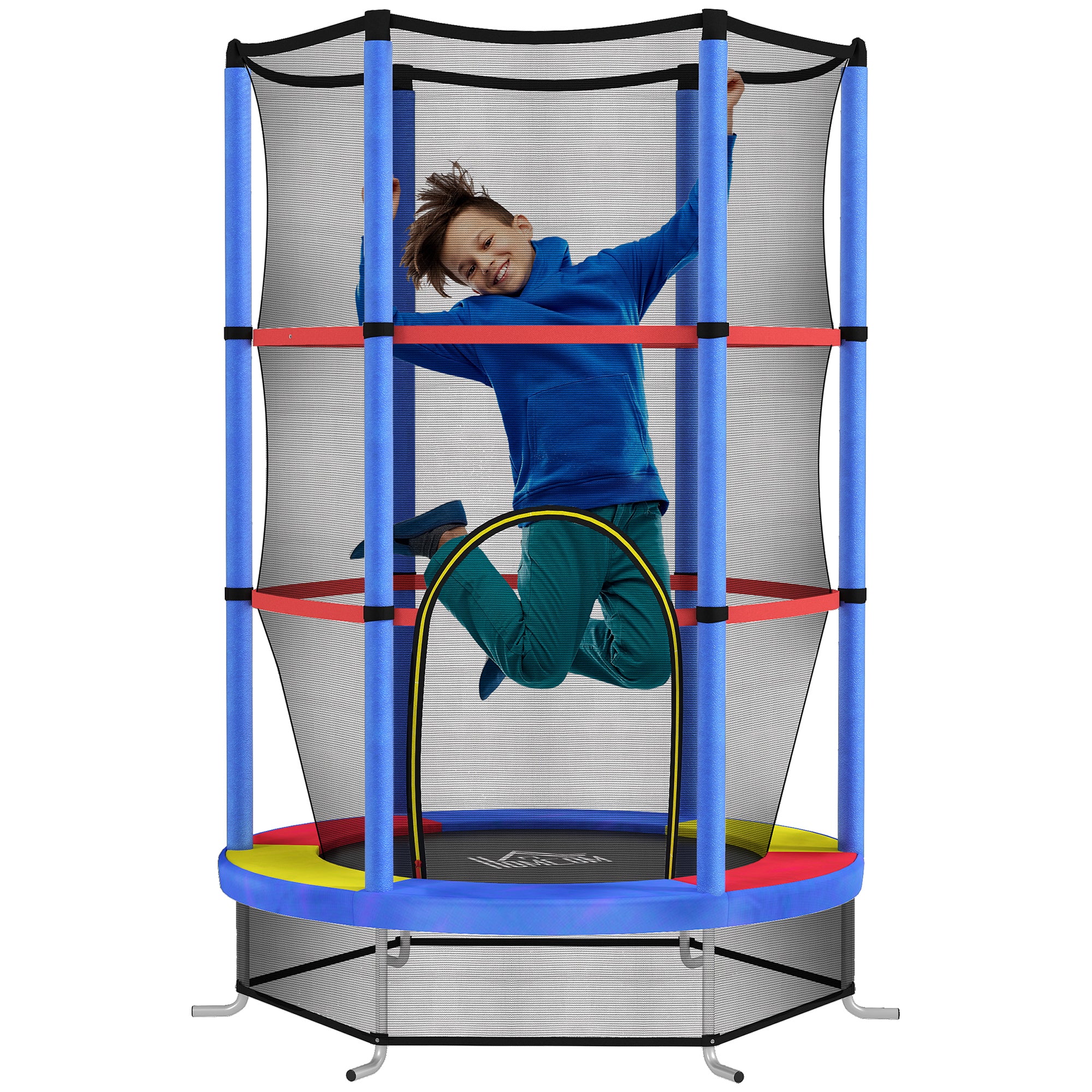 HOMCOM Kids Trampoline Mini Bouncer w/ Enclosure Net for 3-6 Years