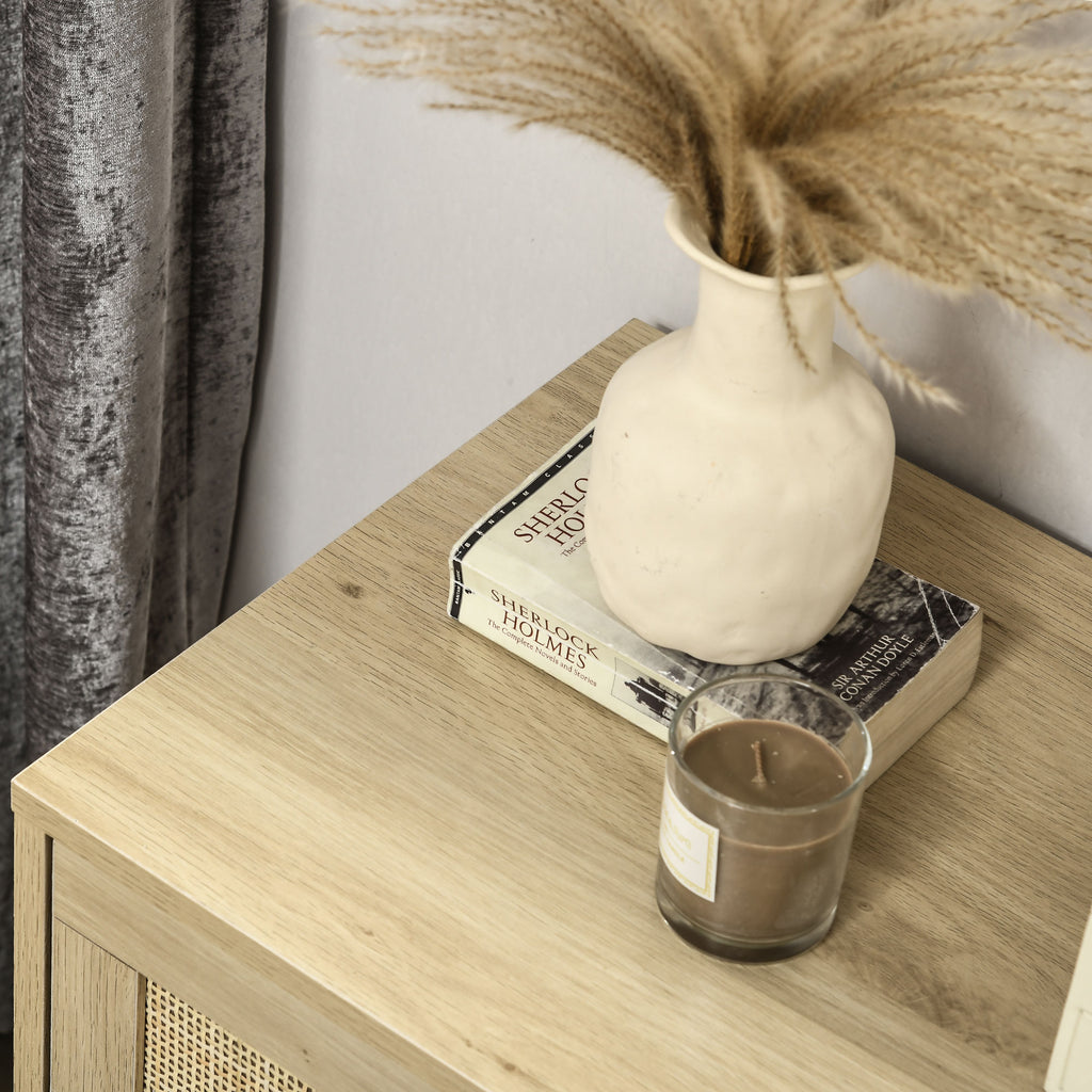 HOMCOM 4 Drawer Dresser, Boho Chest of Drawers Storage Cabinet, Natural