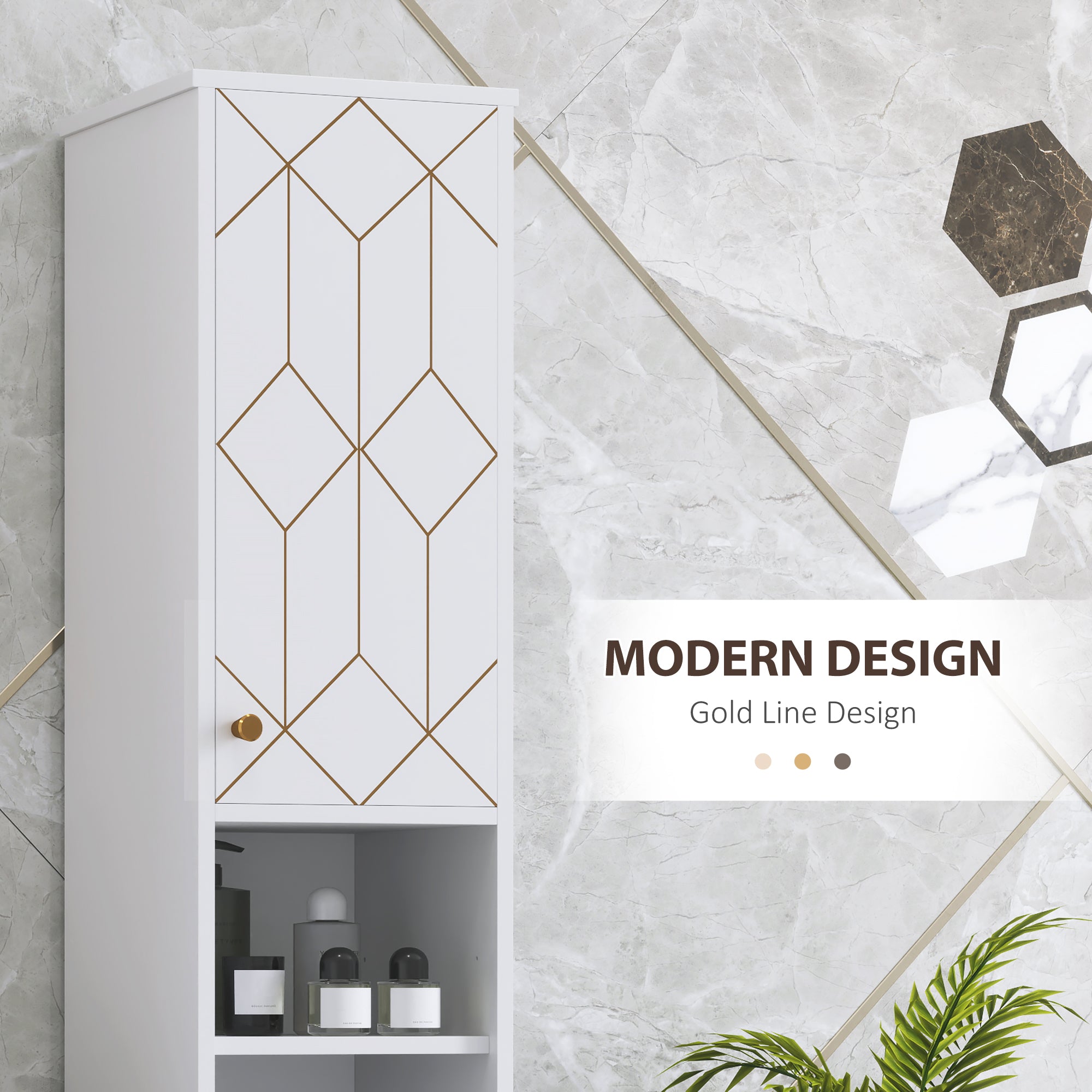 HOMCOM Slim Bathroom Storage Unit, Bathroom Cabinet with Doors, White