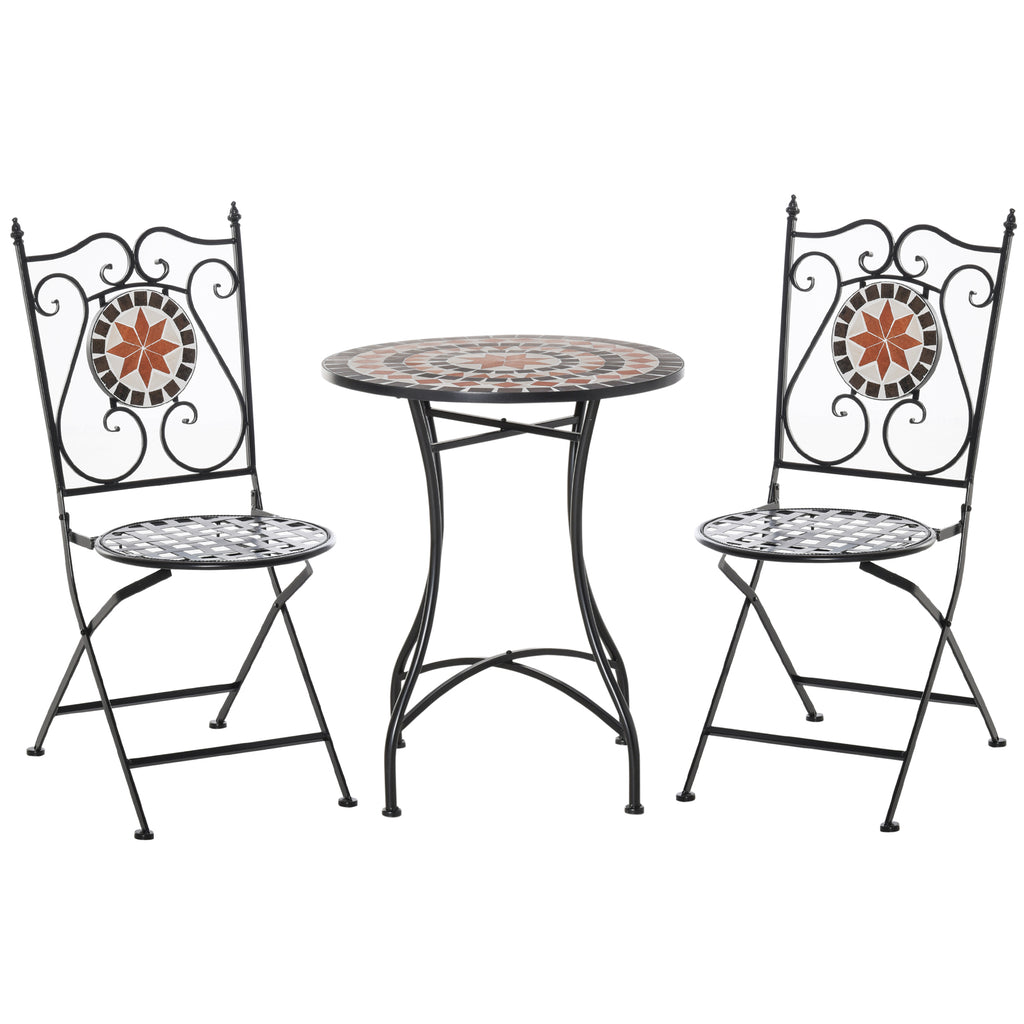 Elegant 3-Piece Bistro Set with Mosaic Design for Outdoor Spaces