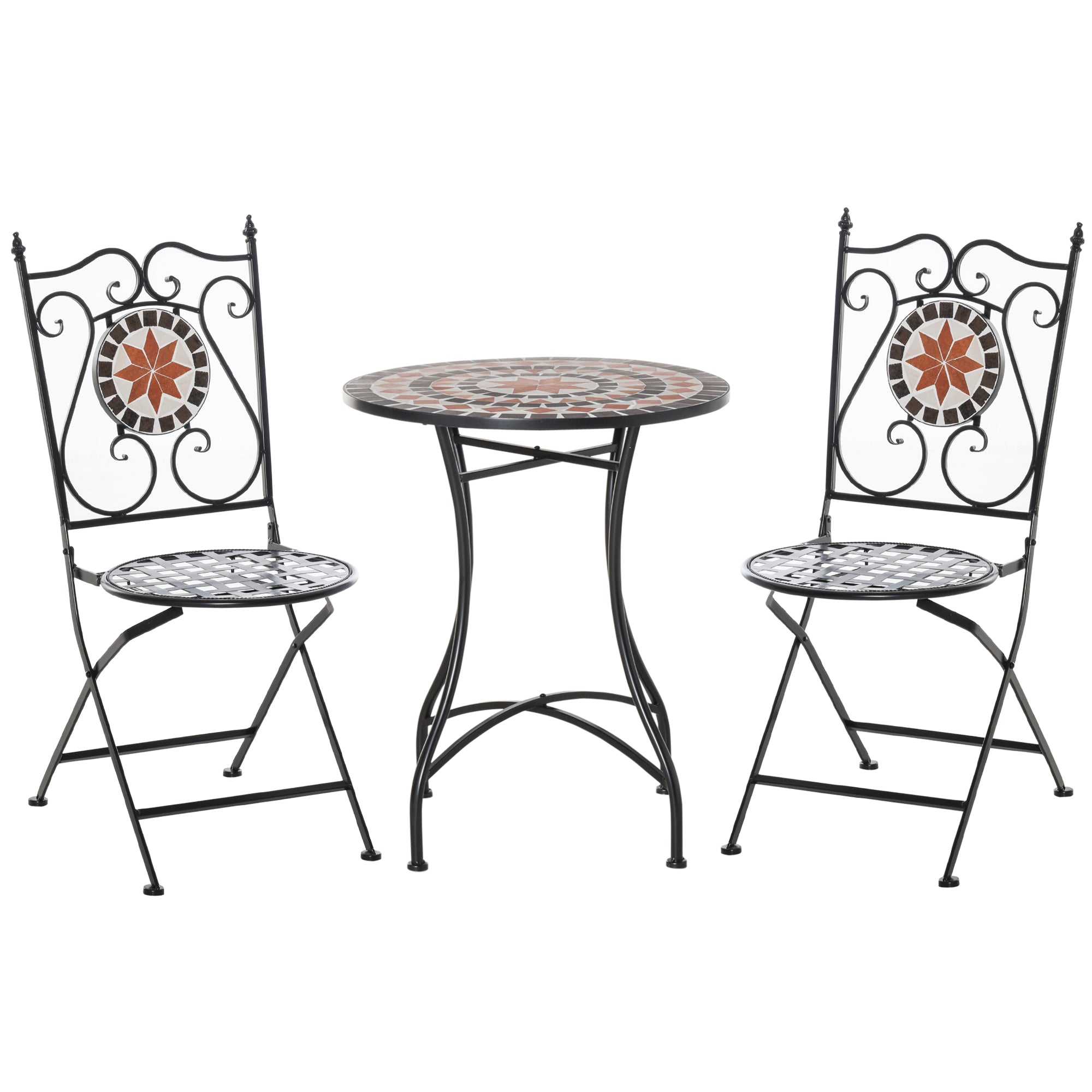 Elegant 3-Piece Bistro Set with Mosaic Design for Outdoor Spaces