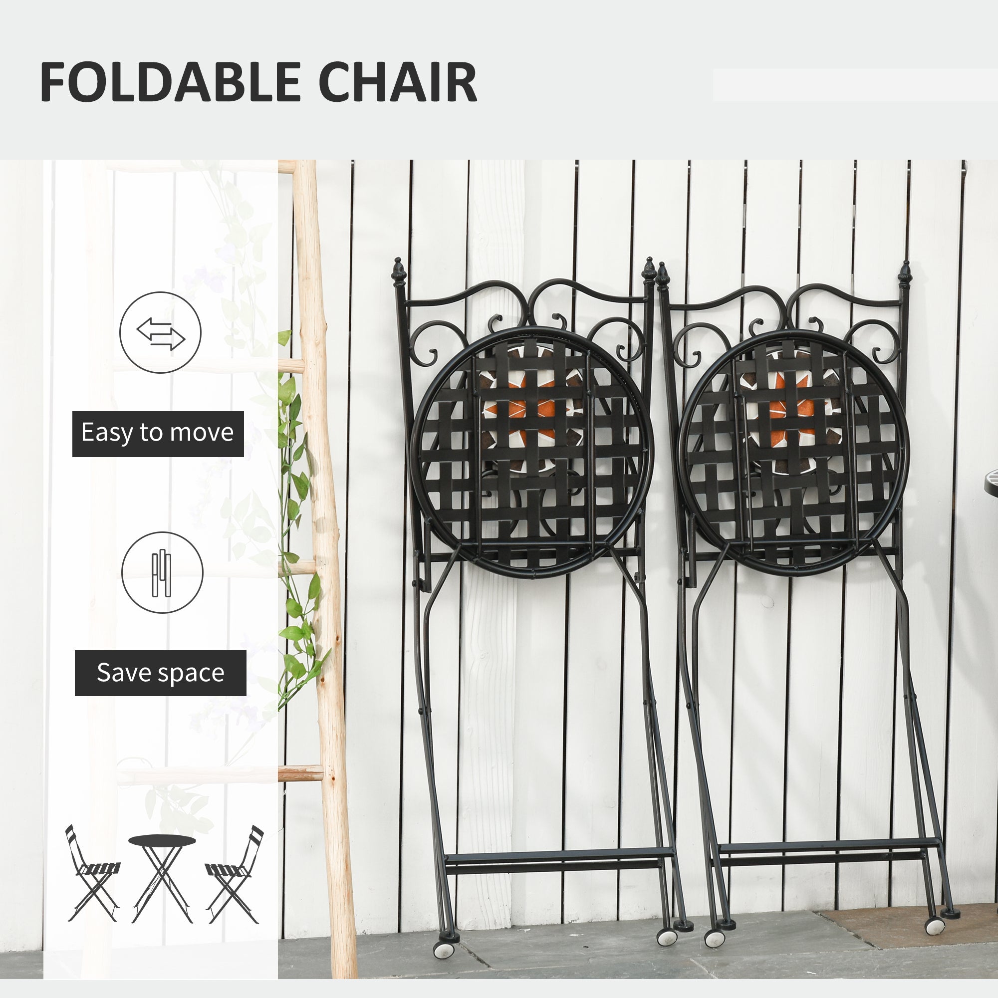 Elegant 3-Piece Bistro Set with Mosaic Design for Outdoor Spaces
