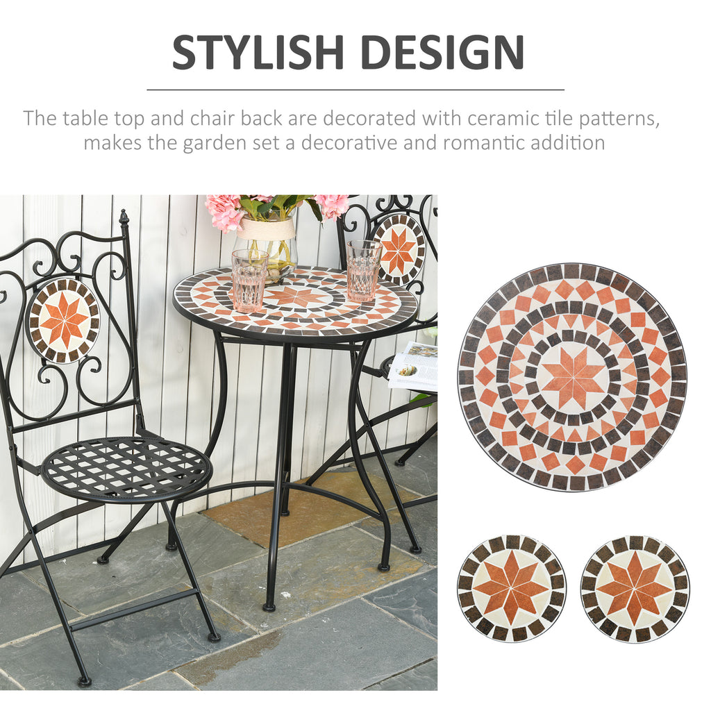 Elegant 3-Piece Bistro Set with Mosaic Design for Outdoor Spaces