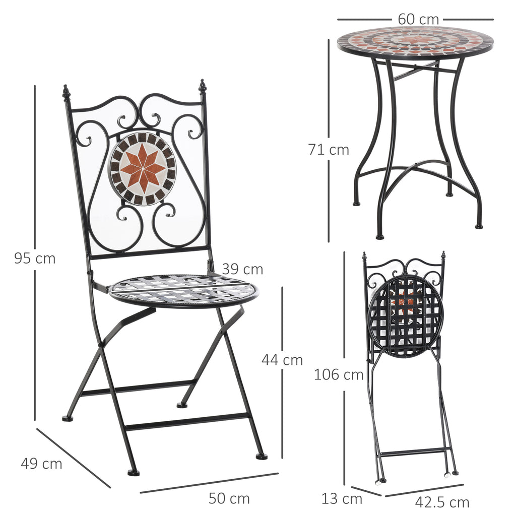Elegant 3-Piece Bistro Set with Mosaic Design for Outdoor Spaces