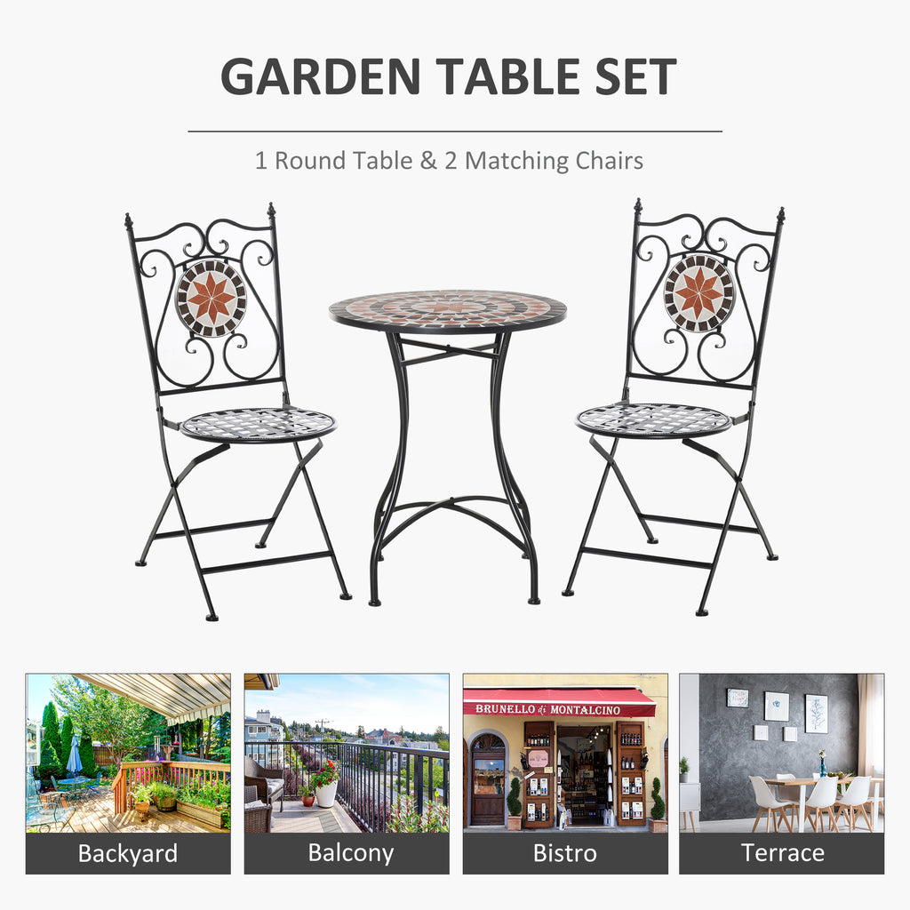 Elegant 3-Piece Bistro Set with Mosaic Design for Outdoor Spaces