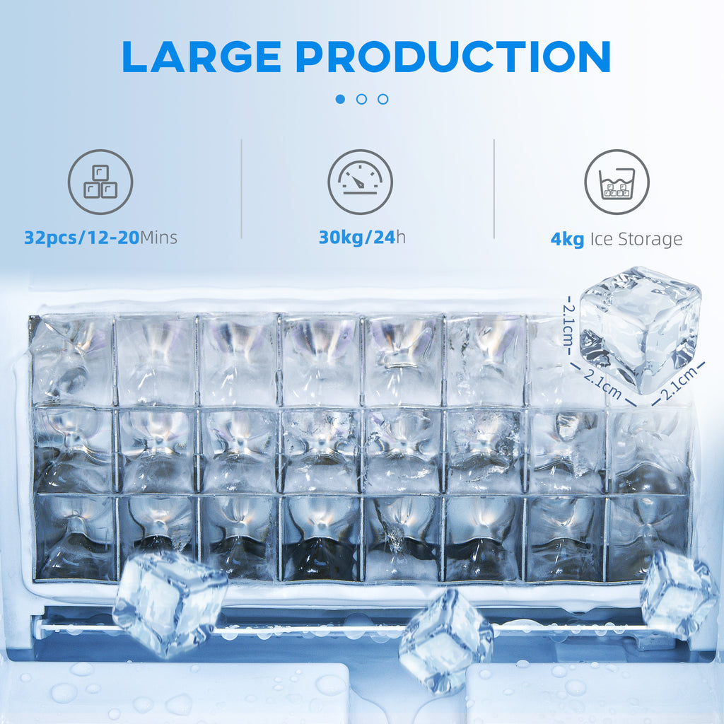 HOMCOM Commercial Ice Maker with 4kg Ice Storage for Home Restaurant