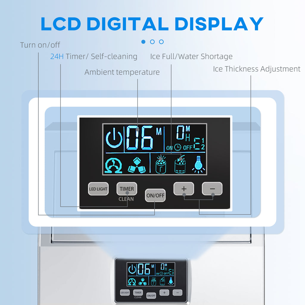 HOMCOM Commercial Ice Maker with 4kg Ice Storage for Home Restaurant