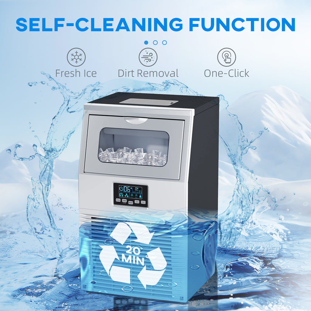 HOMCOM Commercial Ice Maker with 4kg Ice Storage for Home Restaurant