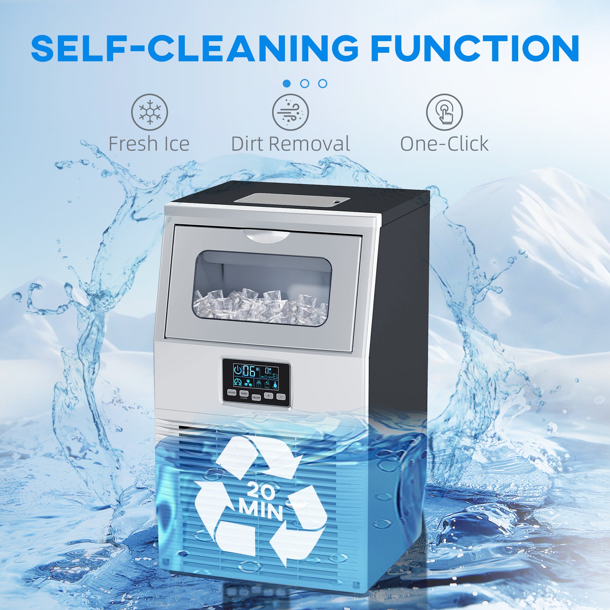 HOMCOM Commercial Ice Maker with 4kg Ice Storage for Home Restaurant
