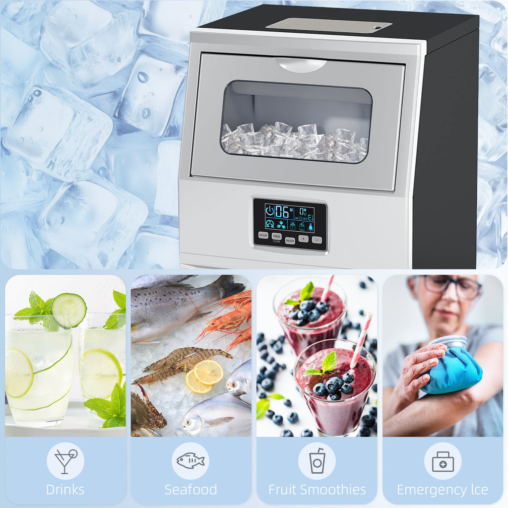 HOMCOM Commercial Ice Maker with 4kg Ice Storage for Home Restaurant