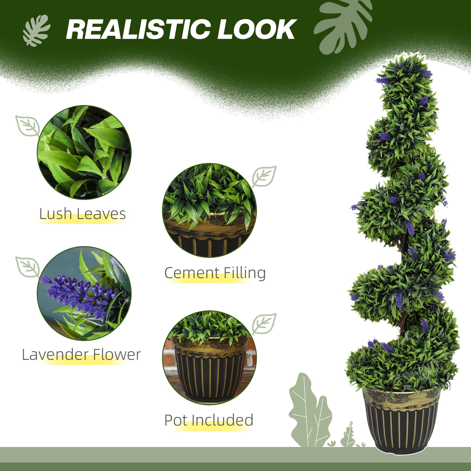Elegant Spiral Boxwood & Lavender Plant Set – Low Maintenance Decor