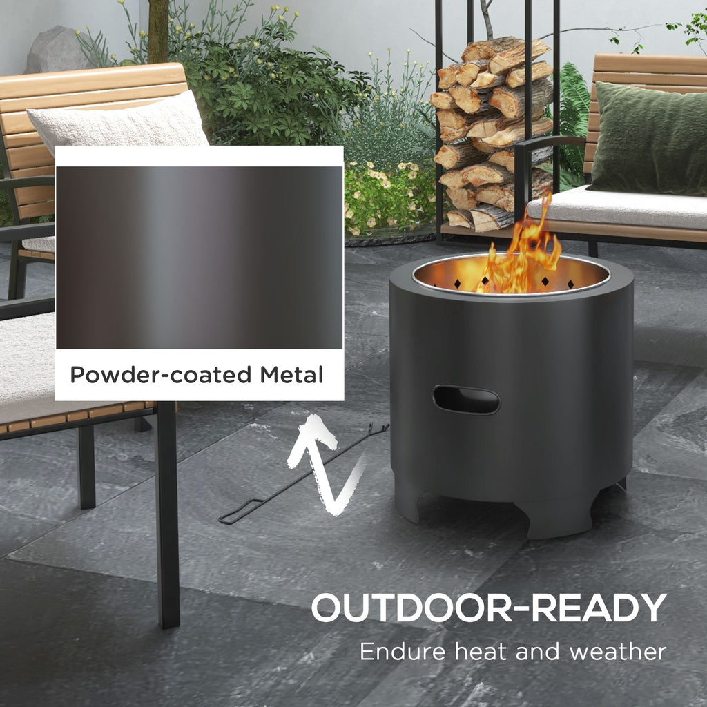 Outdoor Fire Pit with Secondary Combustion System for Clean Burning