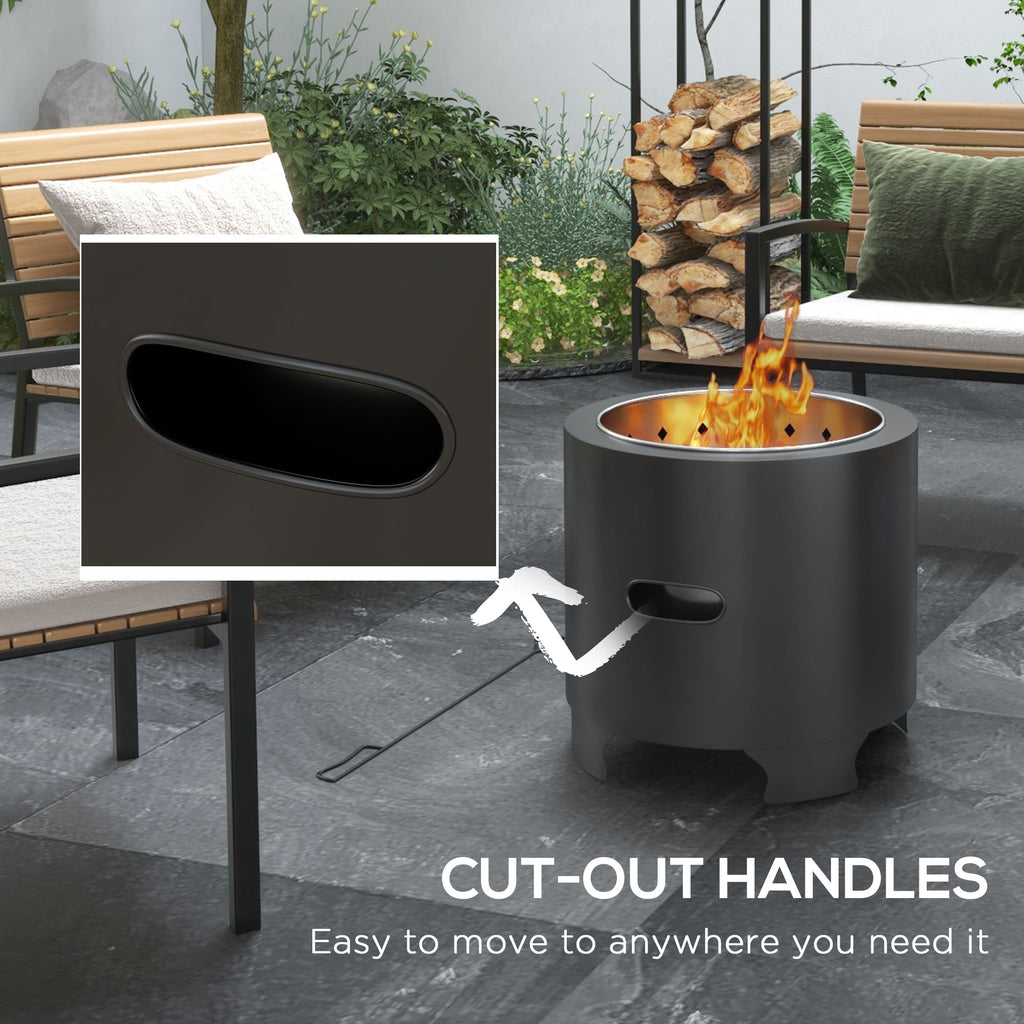 Outdoor Fire Pit with Secondary Combustion System for Clean Burning